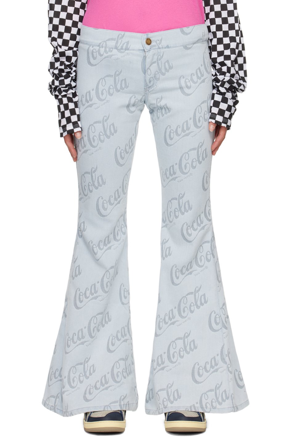 ERL - Jean gris à motif à logo en tissu jacquard - ERL Coca-Cola®
