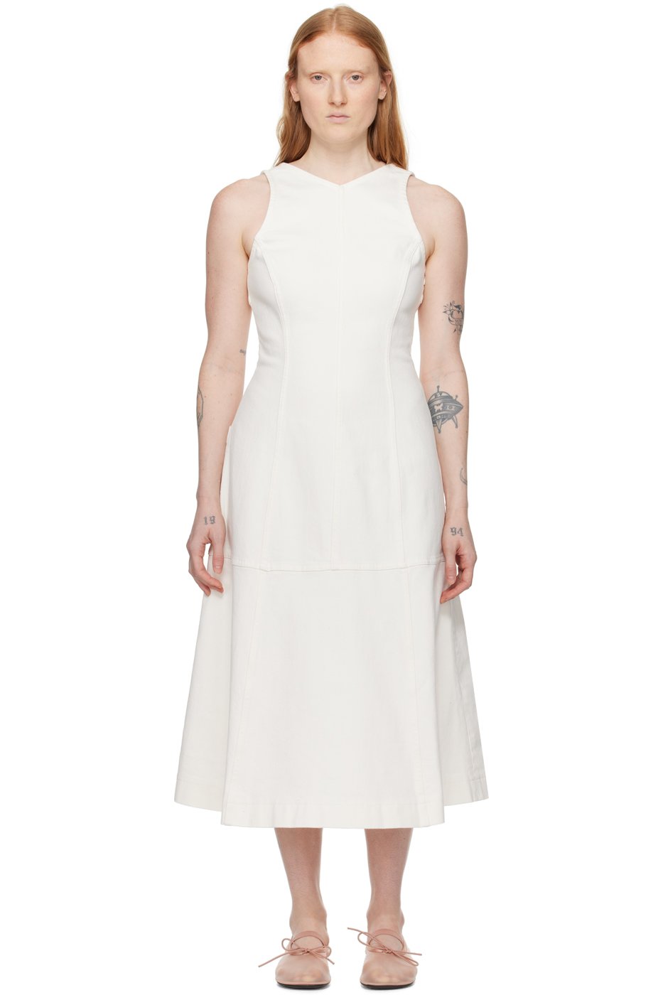 Proenza Schouler - Robe midi Arlet blanc cassé en denim - Proenza Schouler White Label