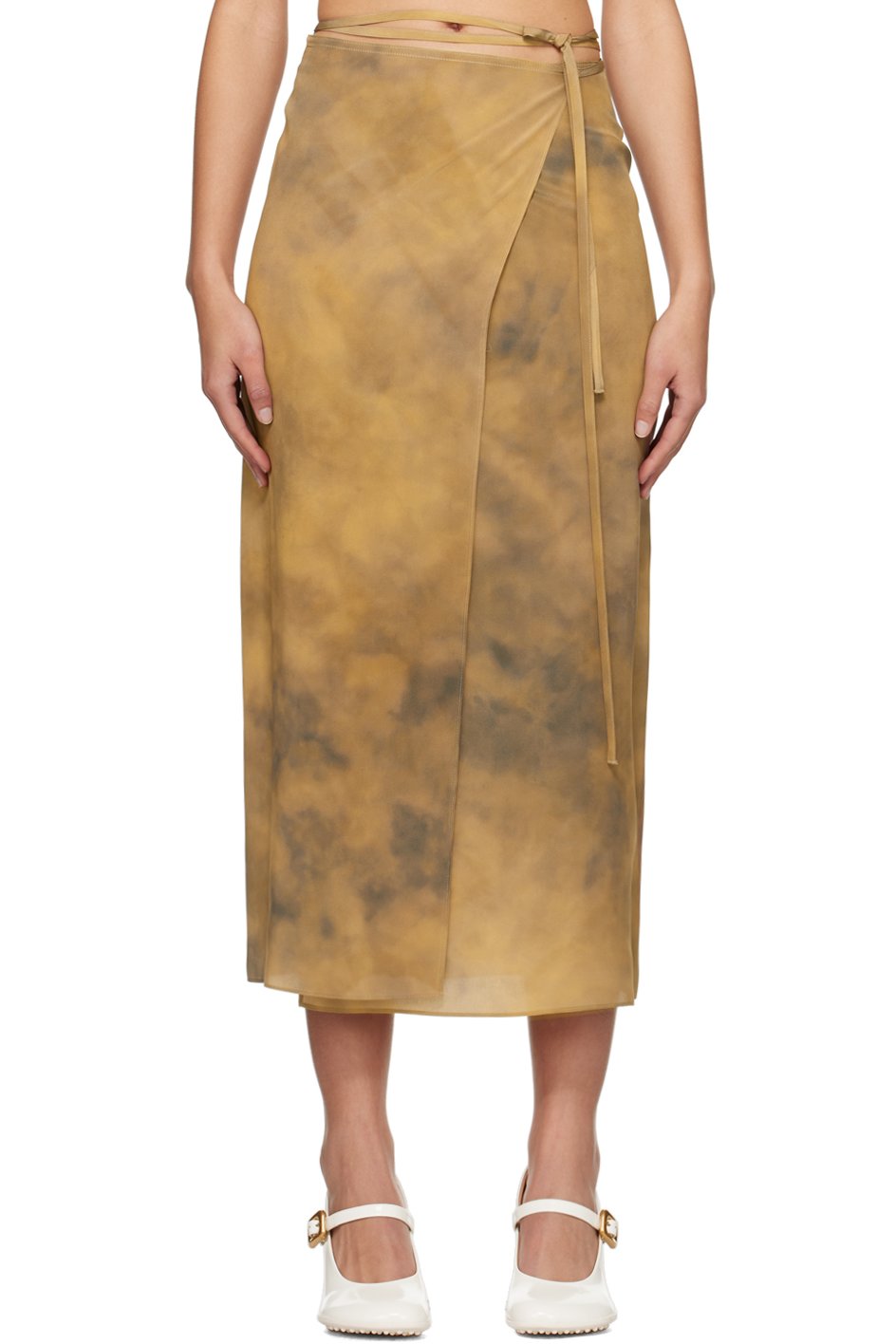 Sportmax - Jupe midi portefeuille beige