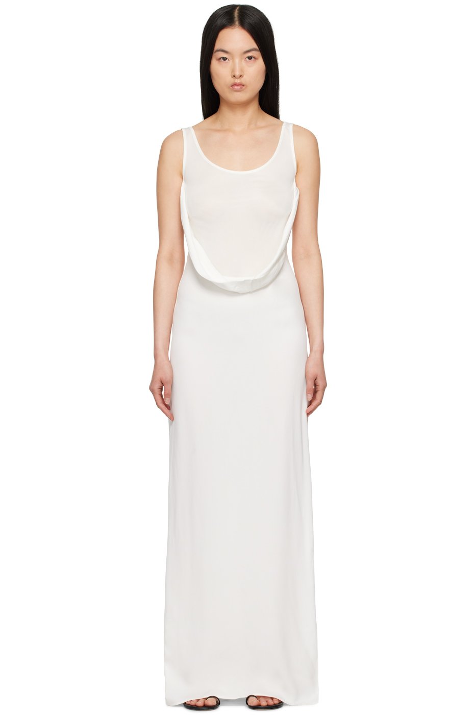 Christopher Esber - Robe longue blanche à panneaux et à ornement drapé