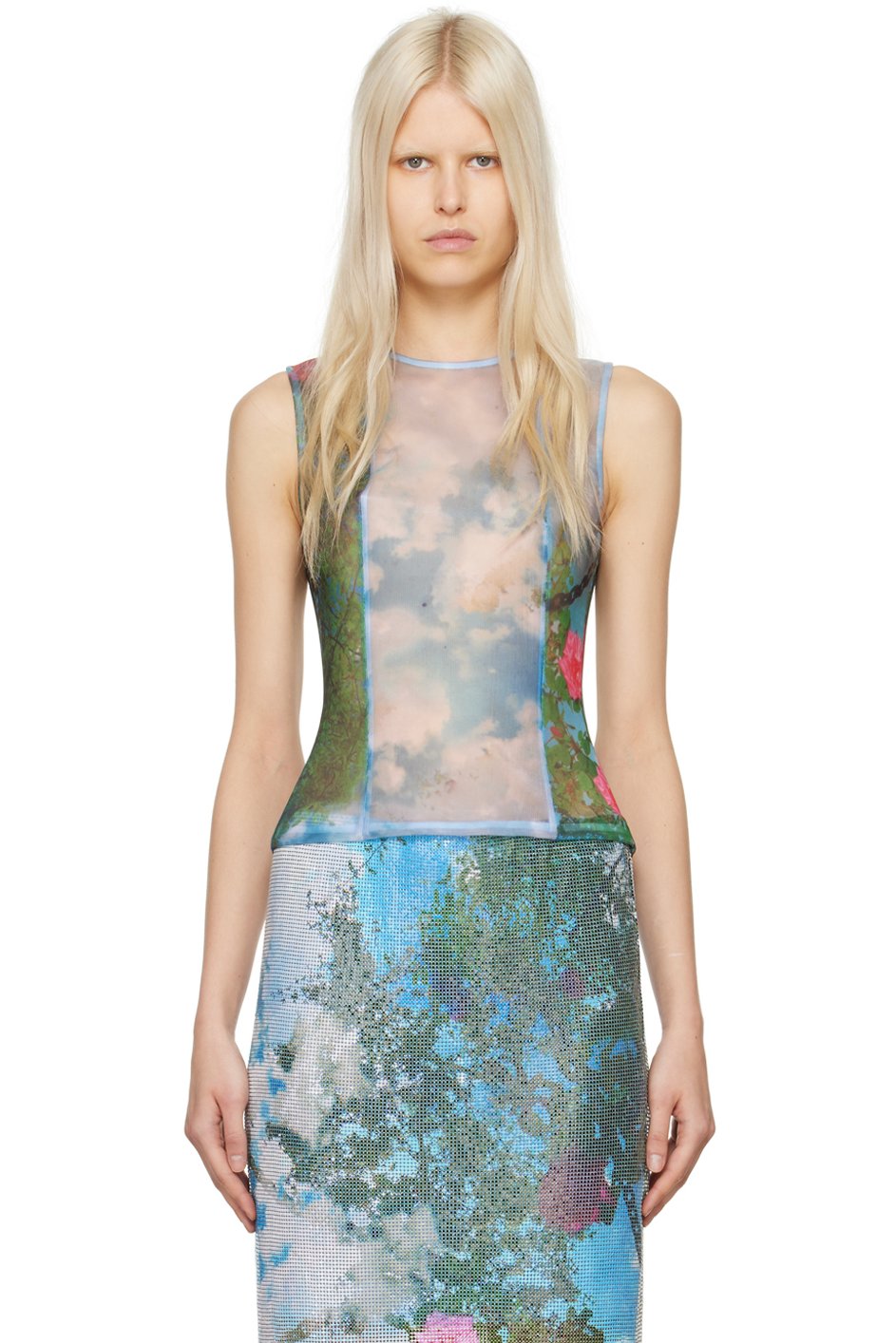 Christopher Esber - Chemisier Lucid Viva bleu et vert
