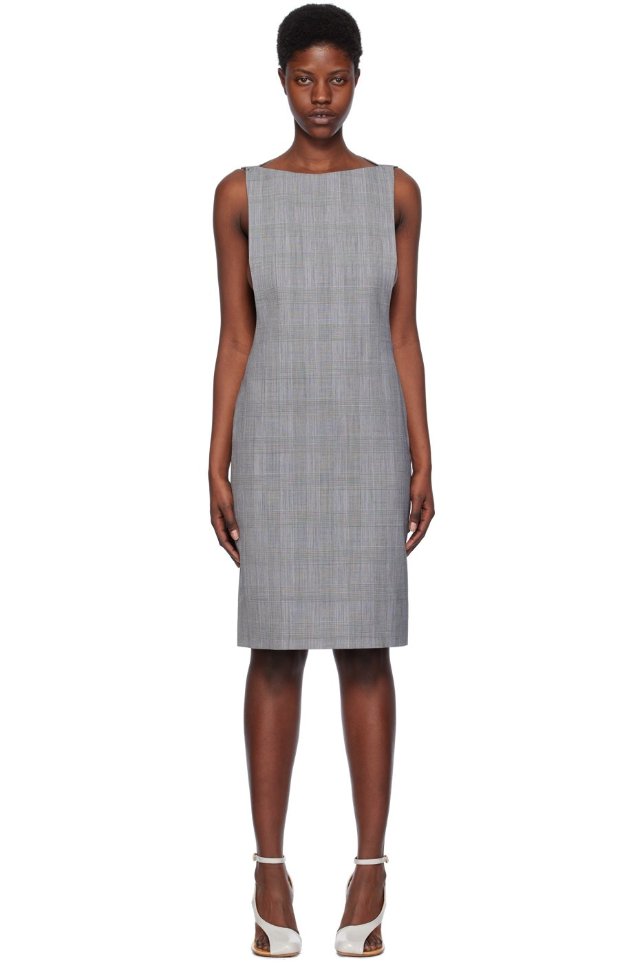 Coperni - Robe courte grise à panneau de style cape
