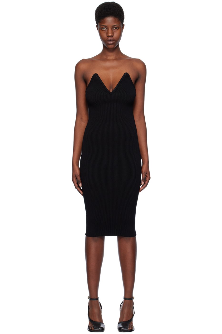 Coperni - Robe midi noire à col en V