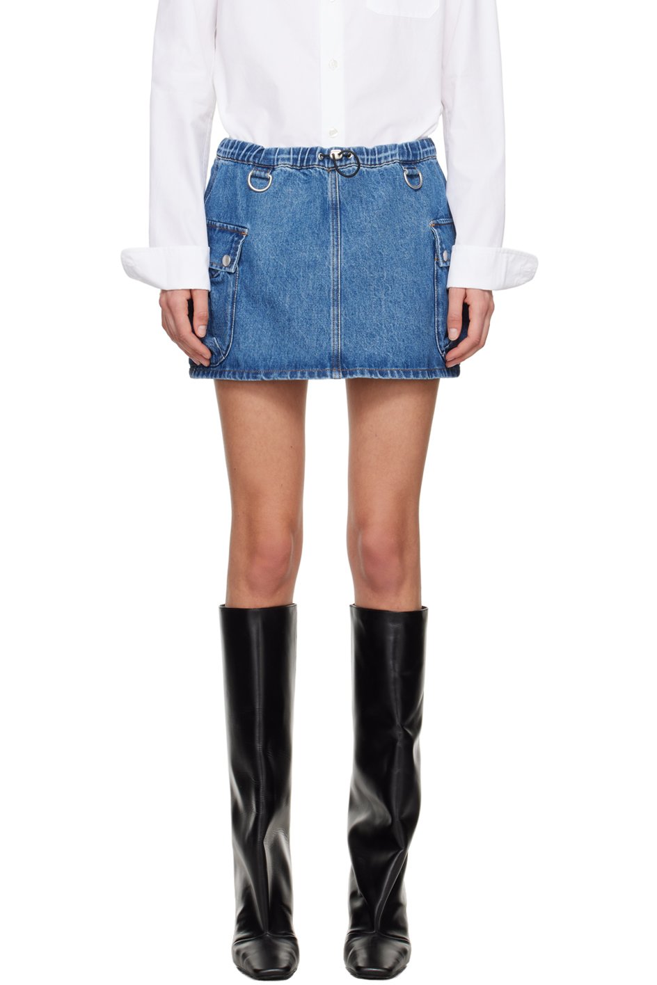 Coperni - Mini-jupe bleue en denim à effet délavé