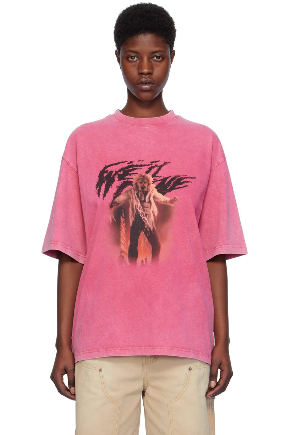 We11done - T-shirt rose à image