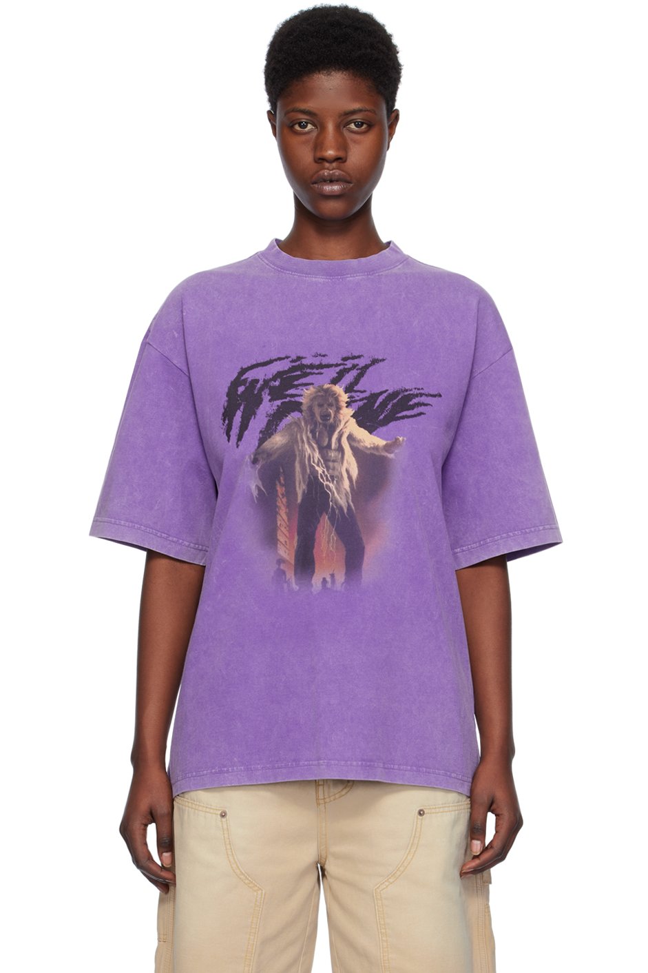 We11done - T-shirt mauve à image