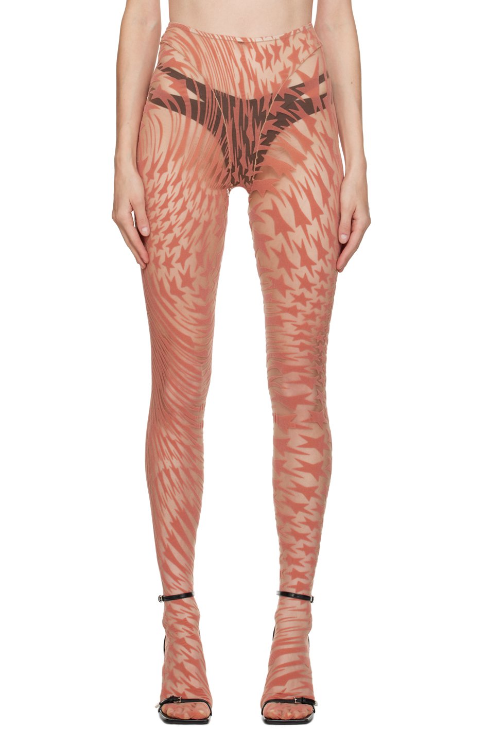 Mugler - Legging rose à motif étoilé floqué