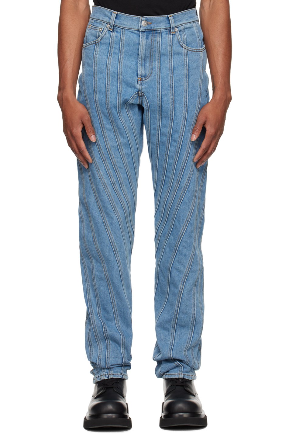 Mugler - Blue Spiral Jeans