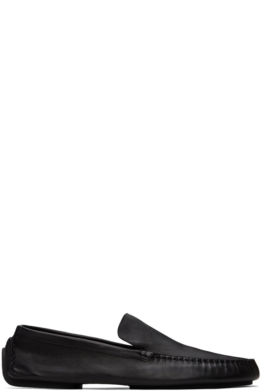 The Row - Black Lucca Slip-On Loafers