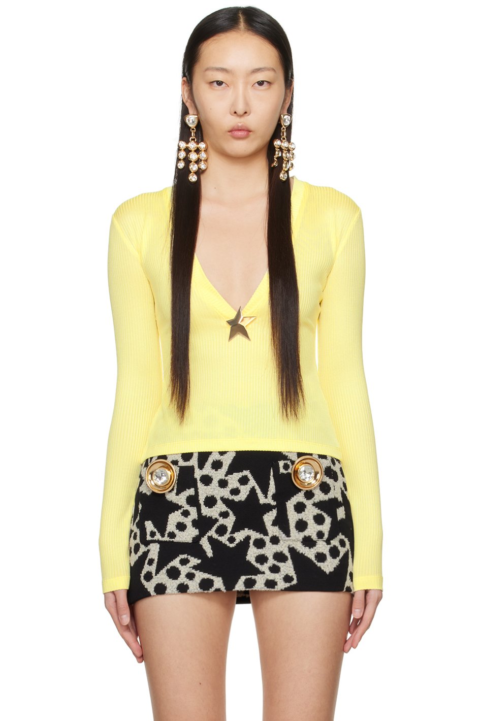 AREA - Yellow Star Stud Top
