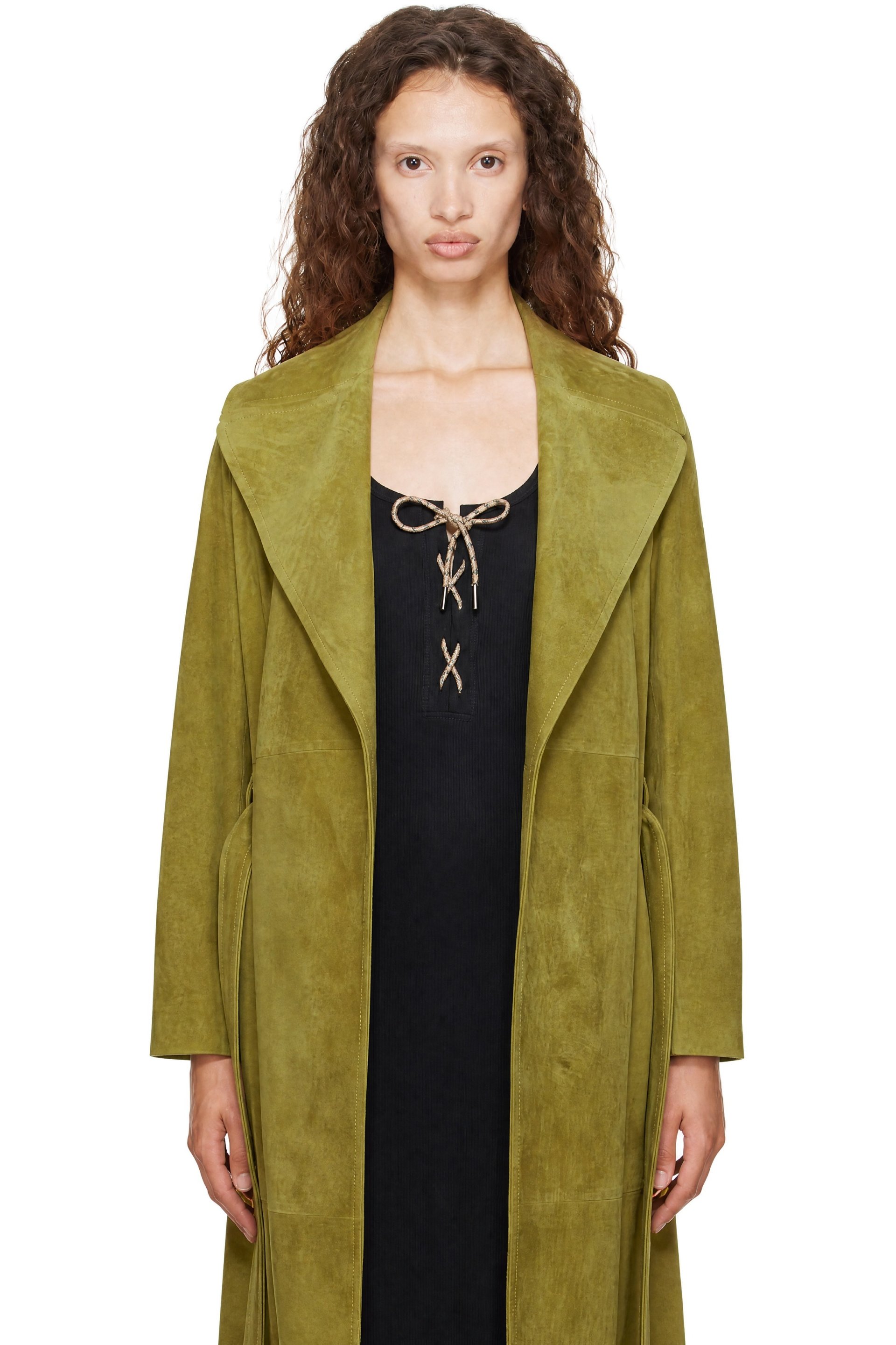 Burberry - Green Long Suede Coat