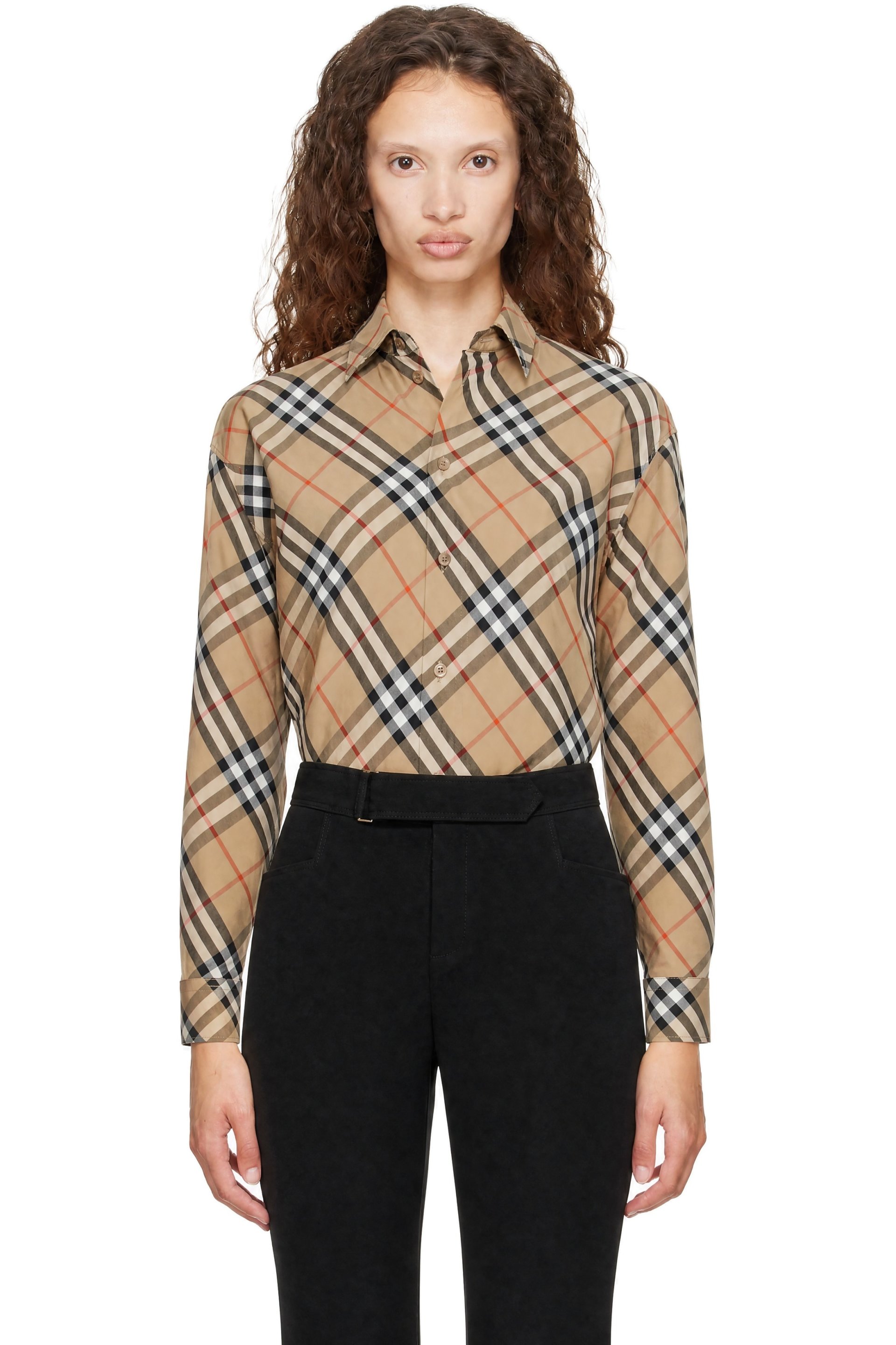 Burberry - Beige Relaxed Fit Check Cotton Poplin Shirt
