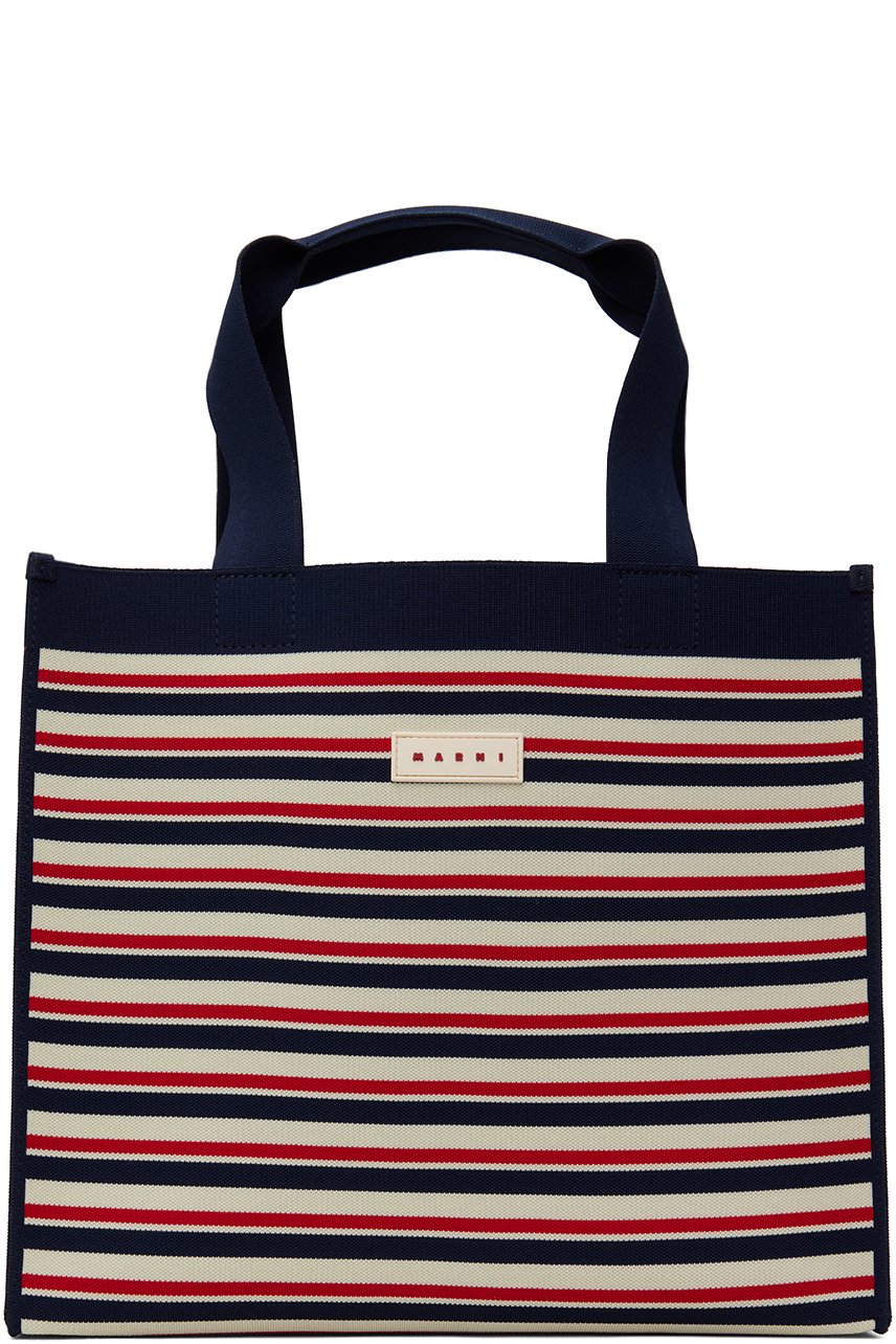 Marni - Moyen cabas bleu marine et rouge