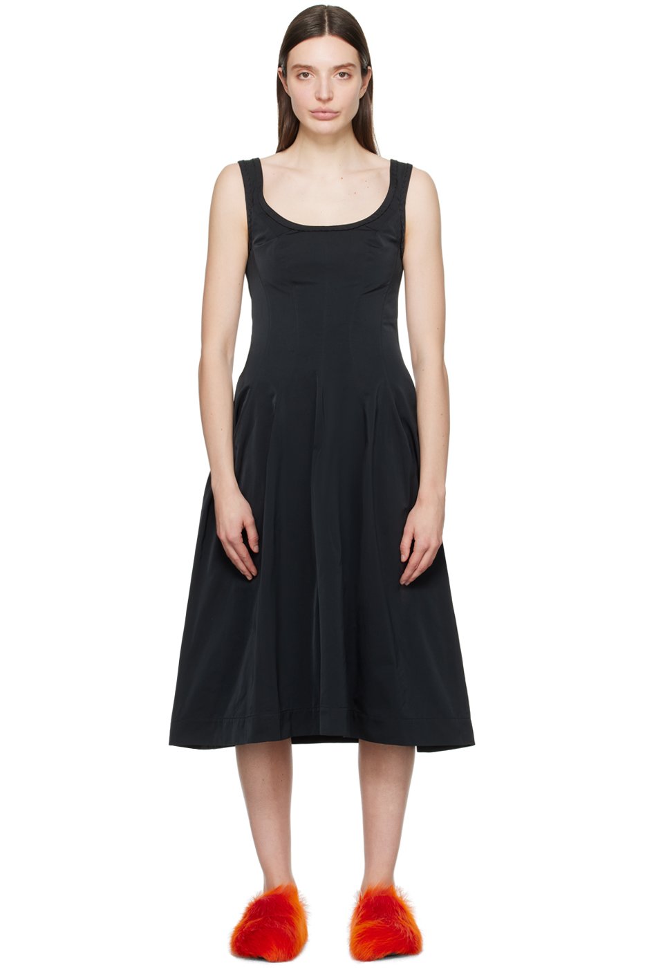 Marni - Robe midi noire à encolure arrondie