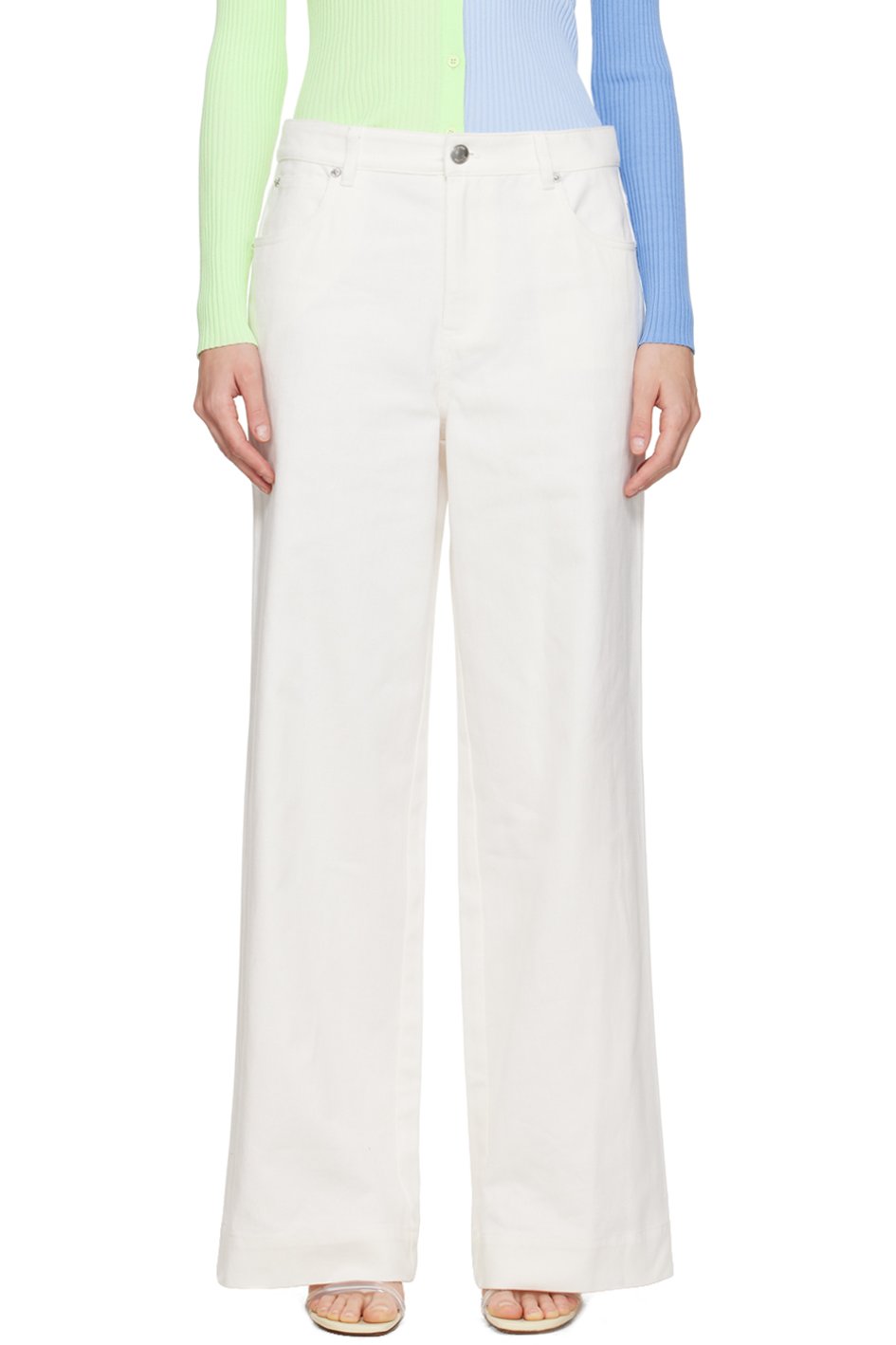 Staud - Pantalon Grayson blanc en denim