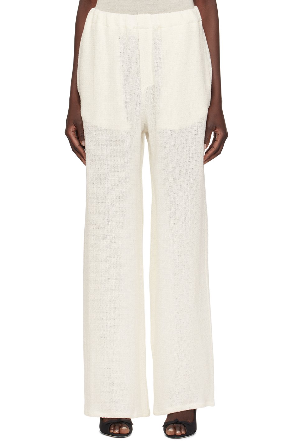 Ludovic de Saint Sernin - Pantalon blanc cassé à taille élastique