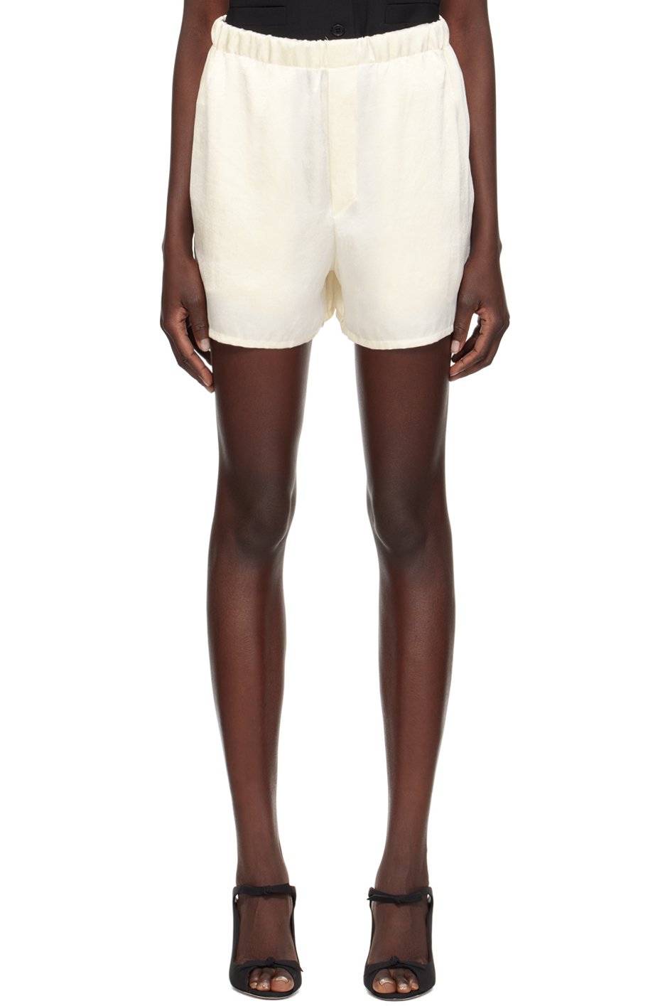Ludovic de Saint Sernin - Short blanc cassé à taille élastique