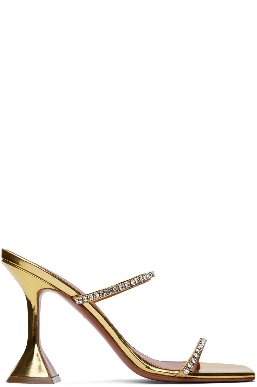 Amina Muaddi - Gold Gilda Slipper Heeled Sandals