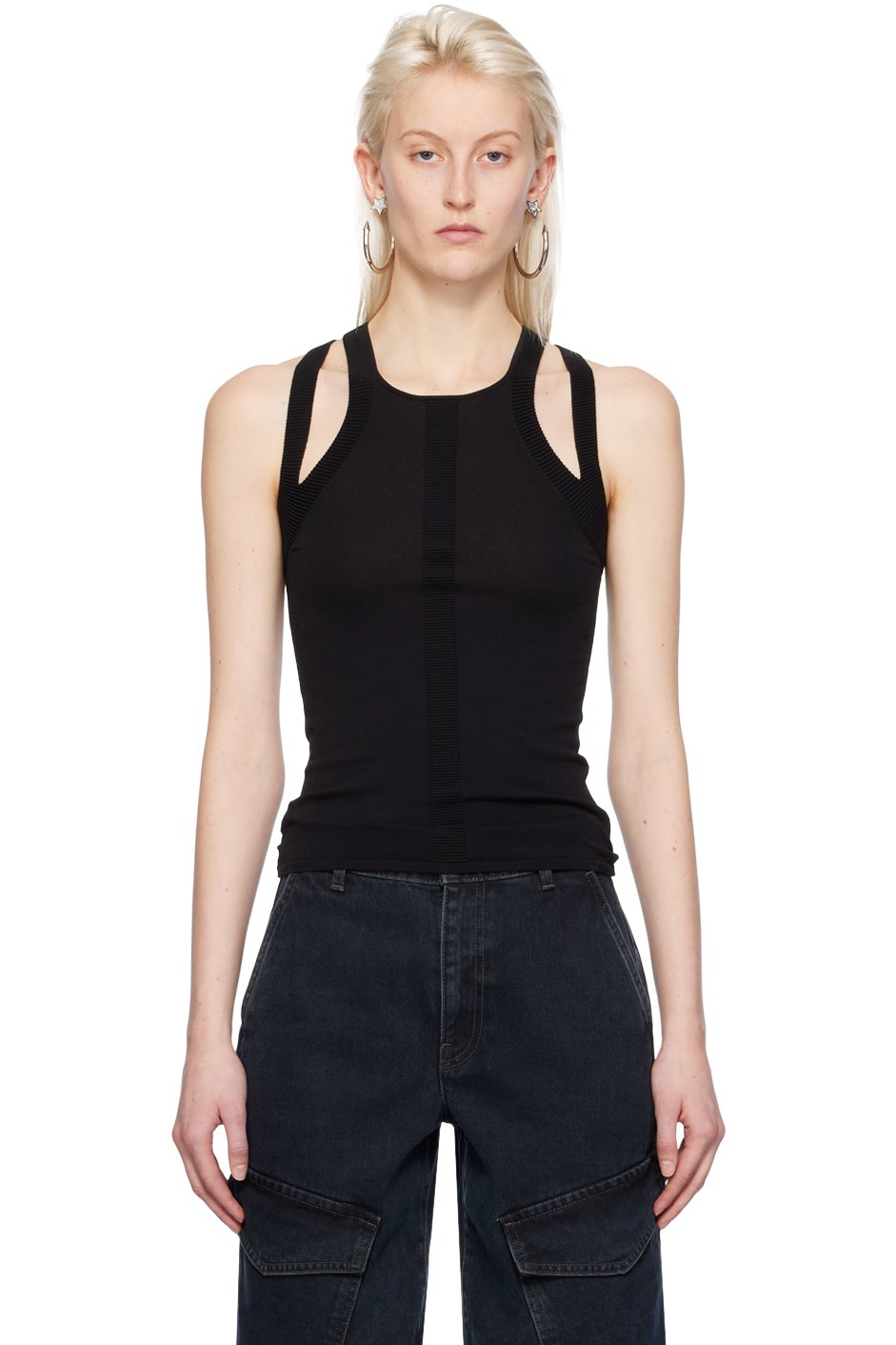 Dion Lee - 블랙 스컬프트 머슬 탱크탑