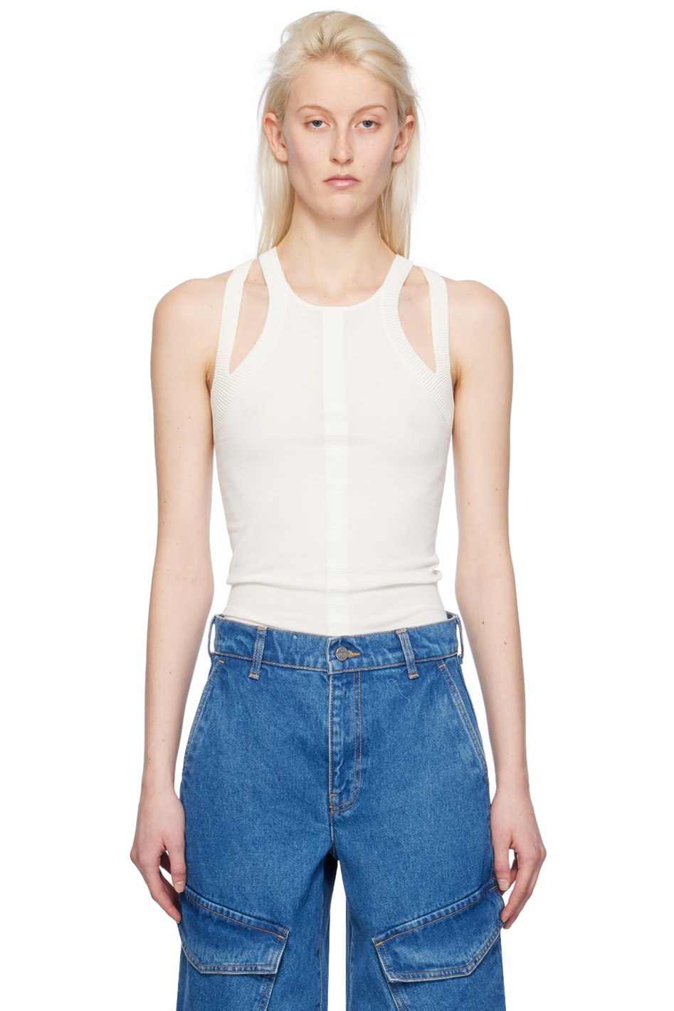 Dion Lee - 화이트 스컬프트 머슬 탱크탑
