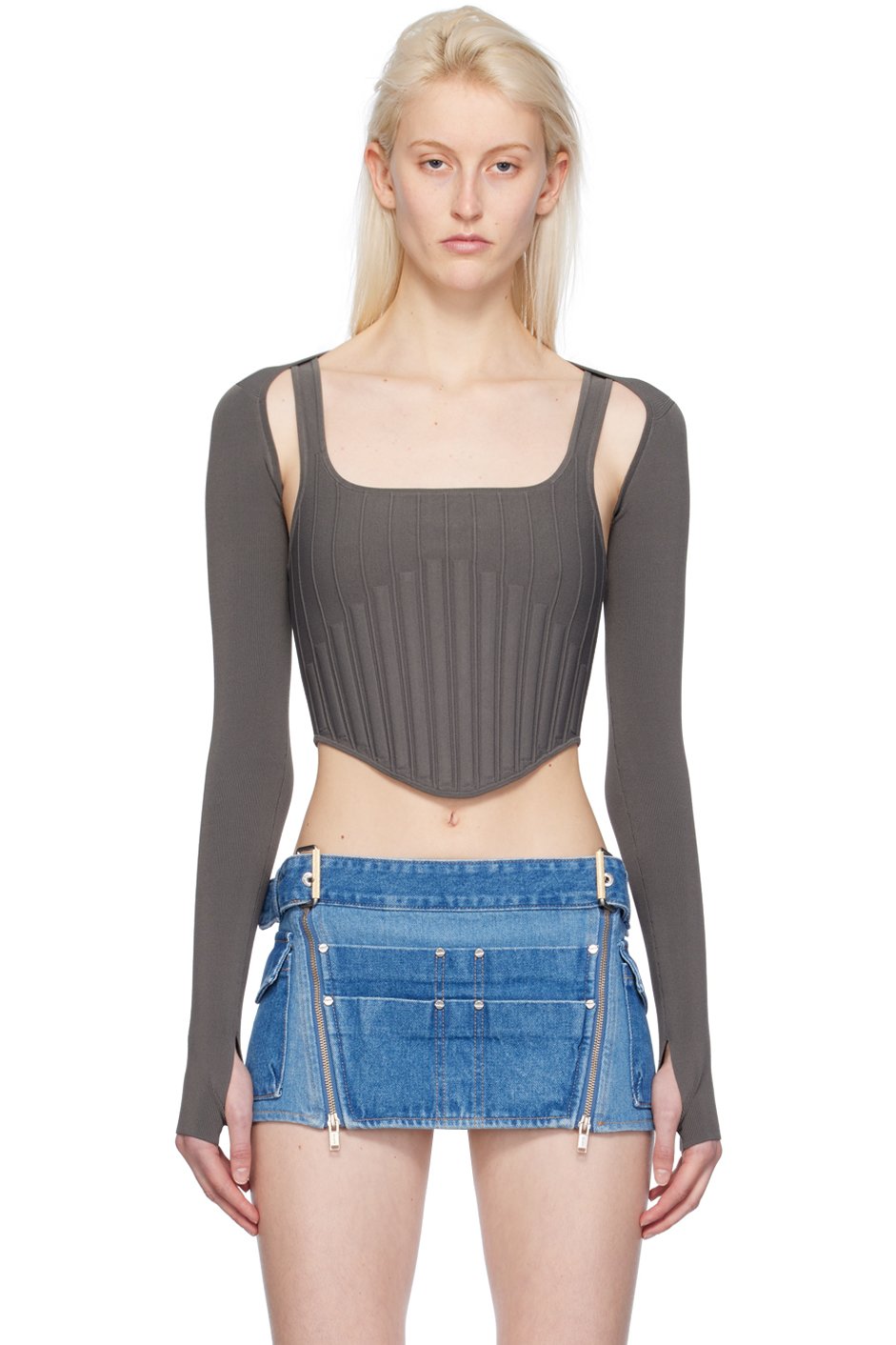 Dion Lee - 카키 벤트럴 컴팩트 코르셋 탑