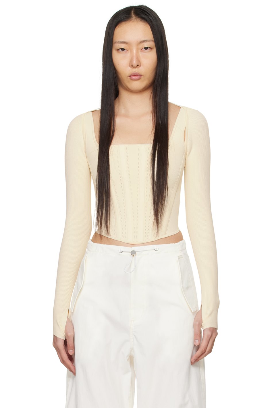 Dion Lee - Débardeur beige à manches de style boléro