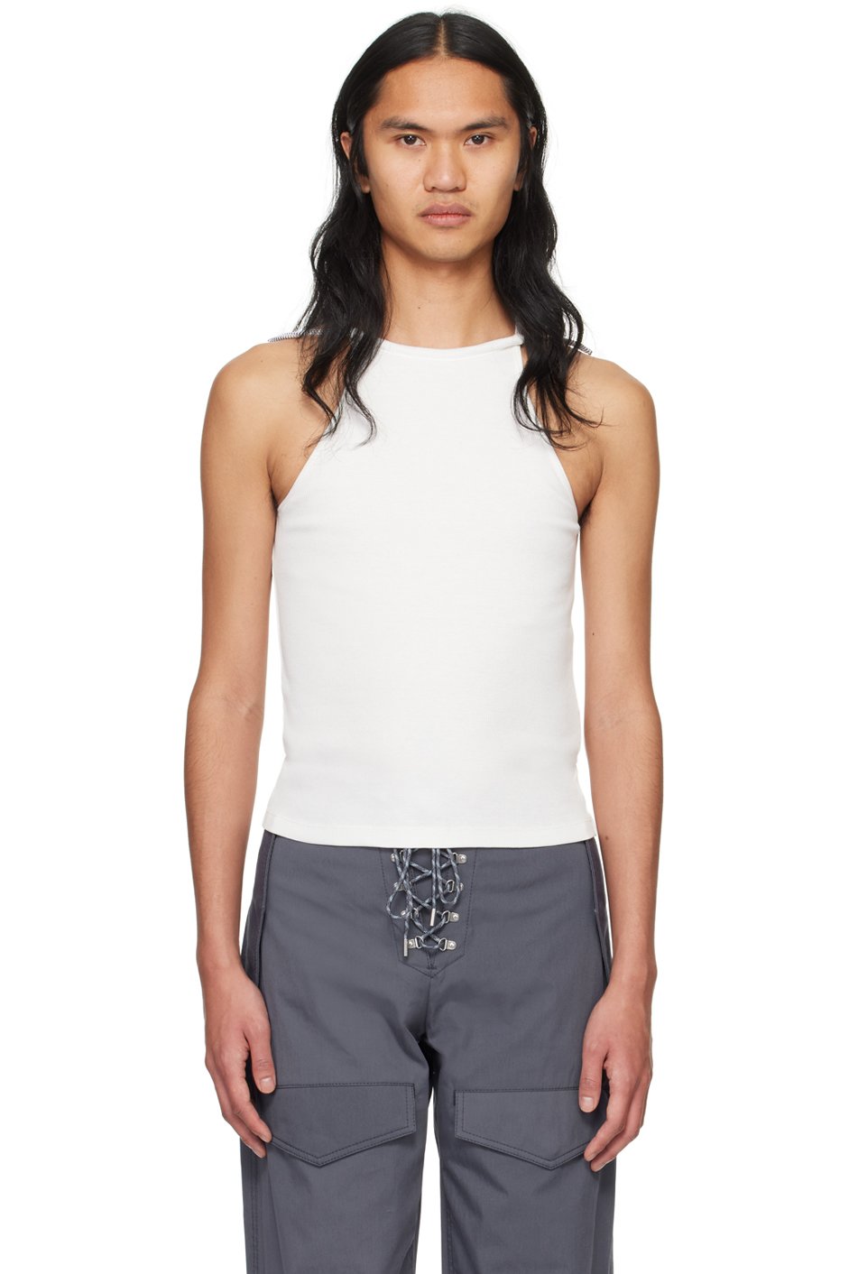 Dion Lee - Débardeur blanc à chaine à billes