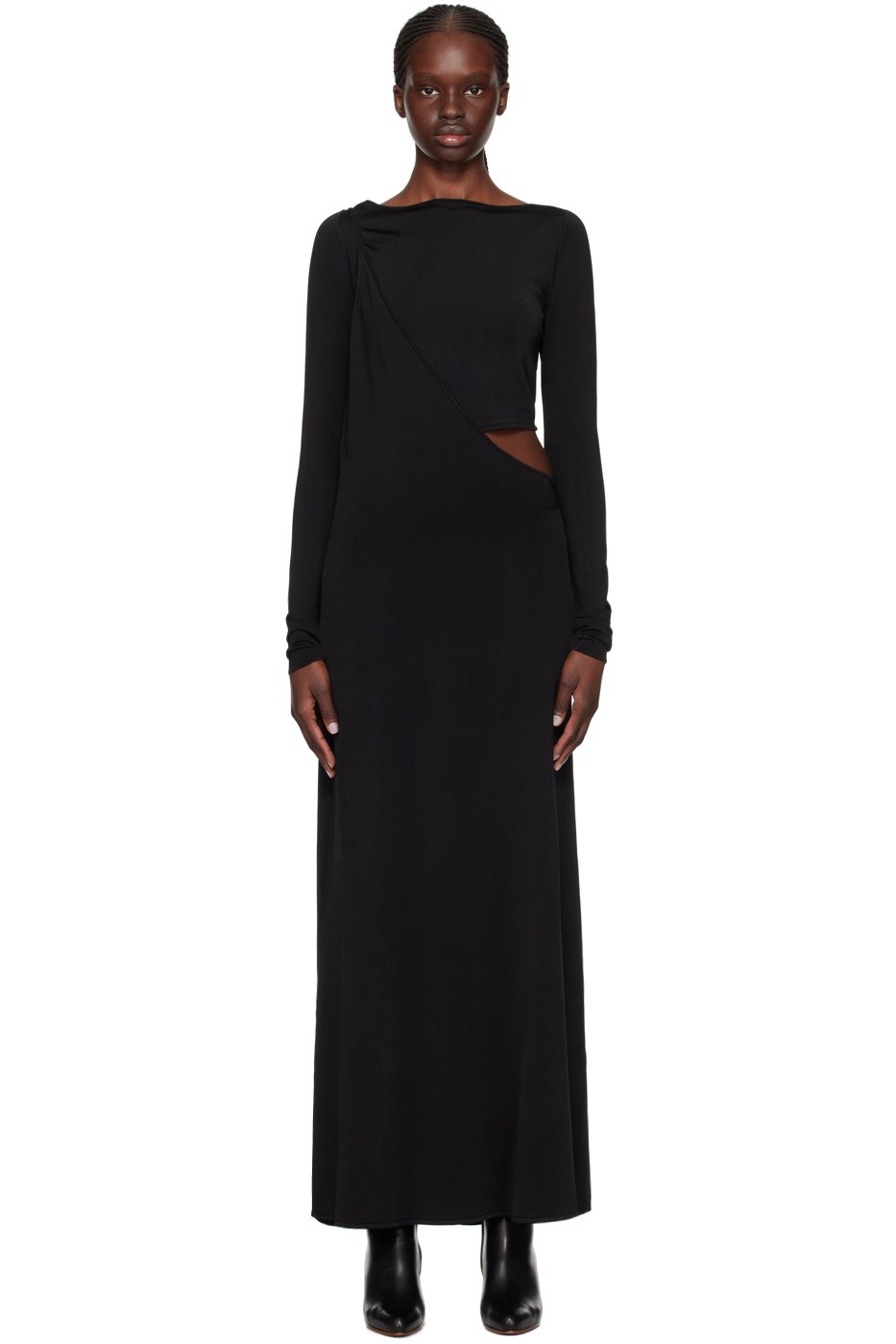 Paris Georgia - Robe longue noire à assemblage étagé
