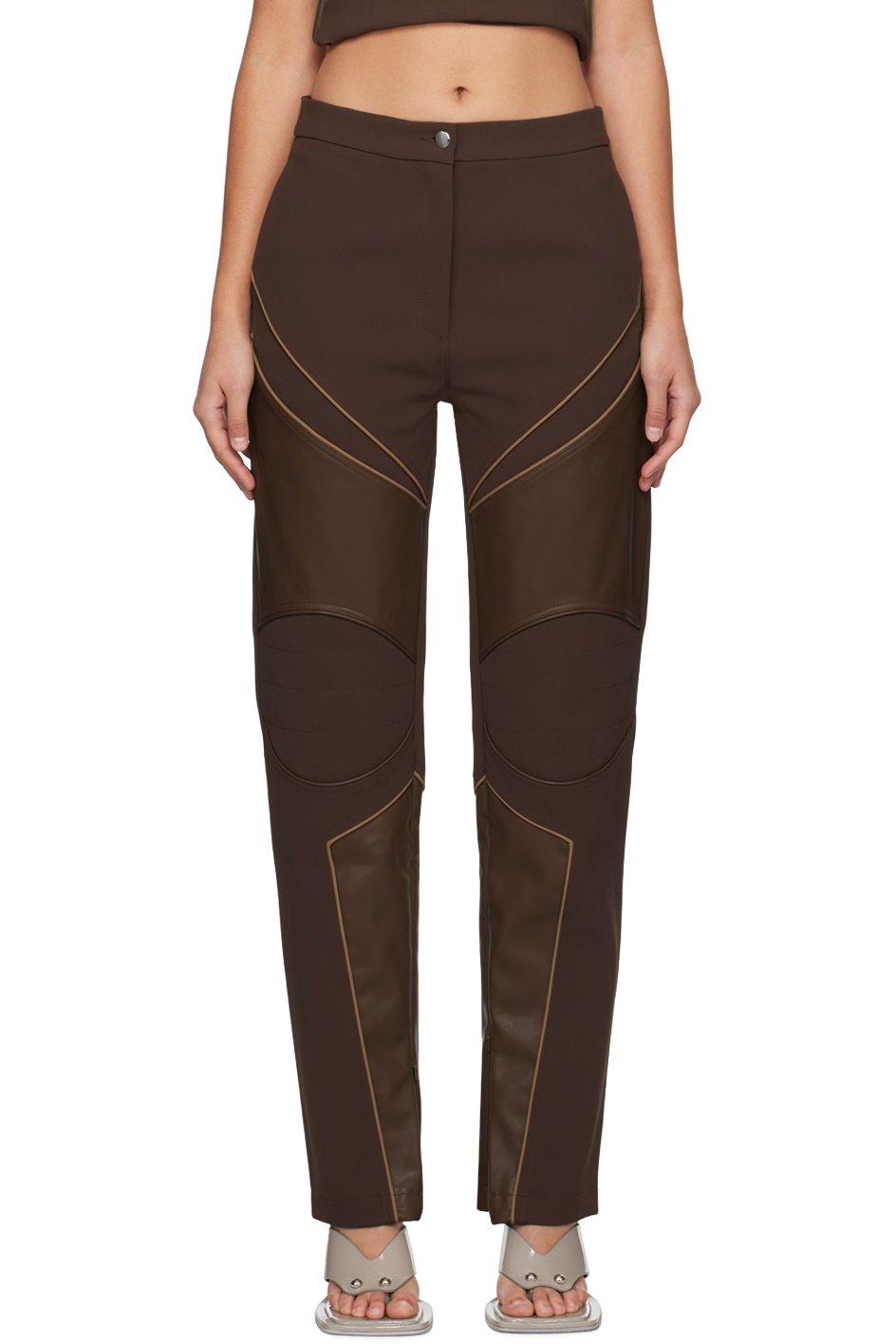 Paris Georgia - Pantalon Motorbike brun en cuir synthétique