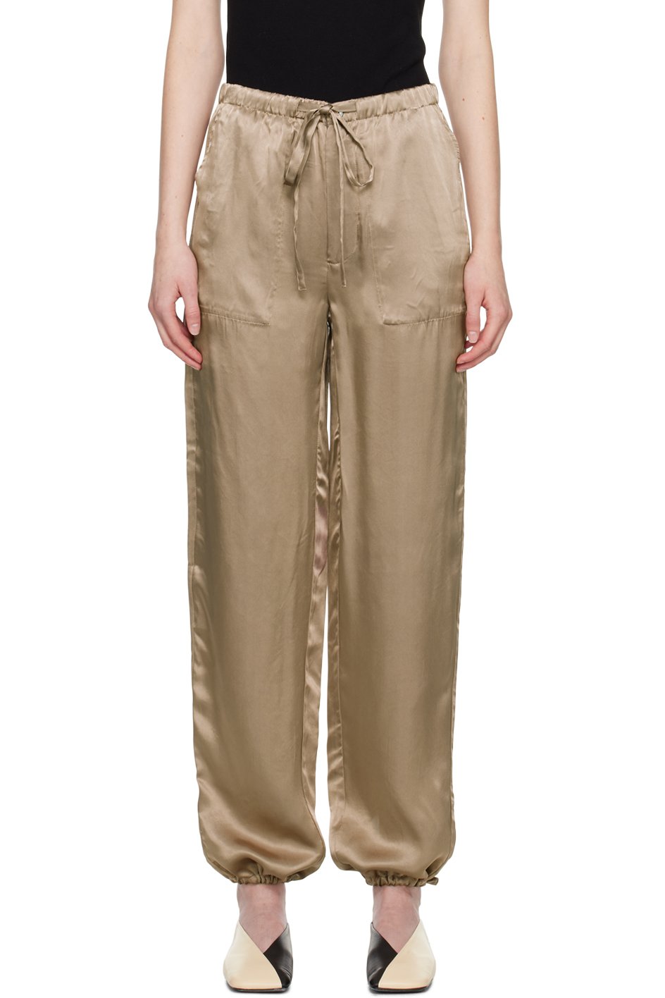 6397 - Beige Drawstring Reversible Trousers