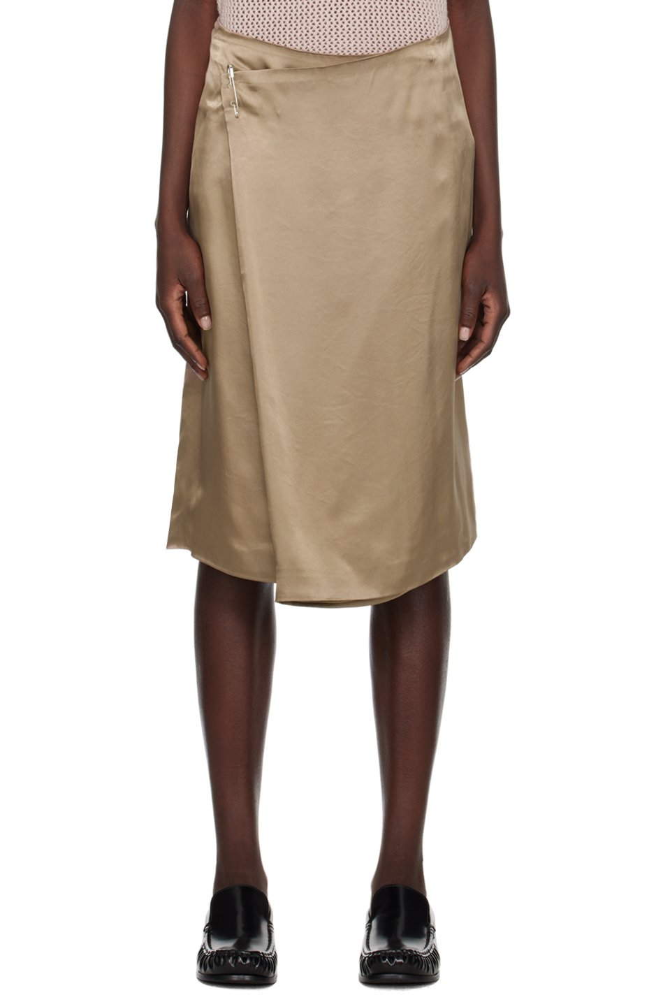 6397 - Jupe midi portefeuille beige