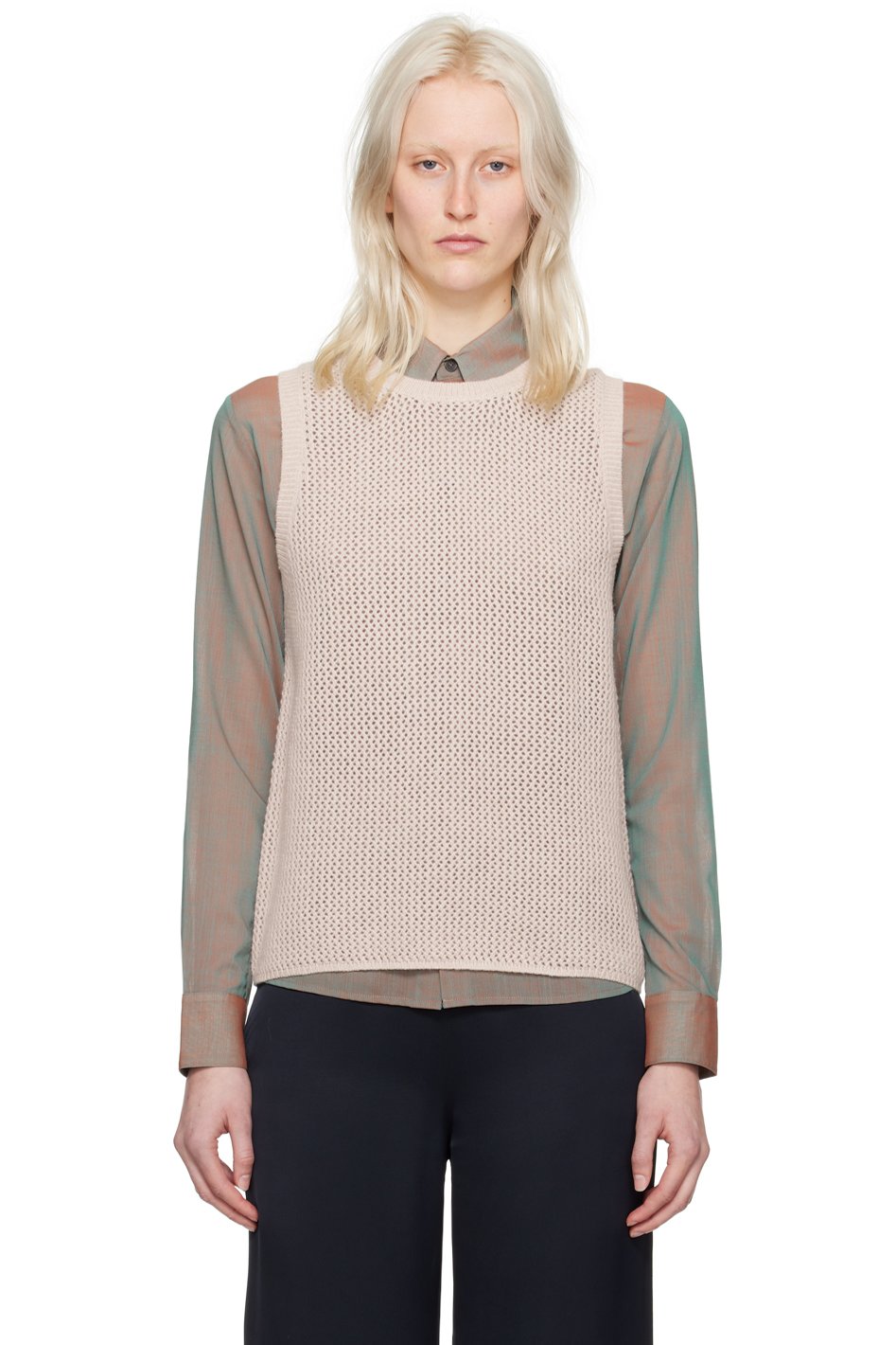 6397 - Gilet semi-transparent rose
