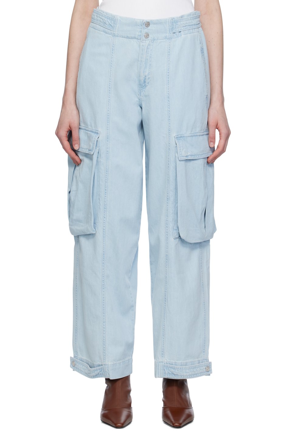 Frame - Jean cargo ample bleu