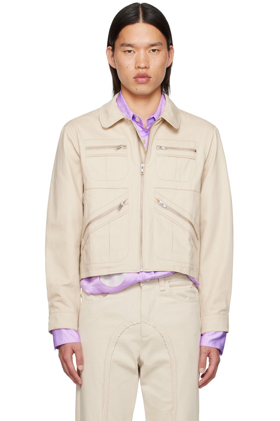 Edward Cuming - Beige Spread Collar Jacket