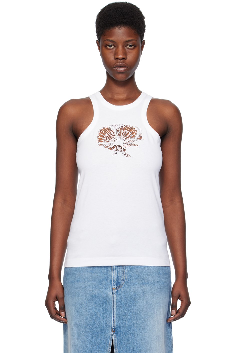 Stella McCartney - Débardeur blanc à découpe à garniture en crochet