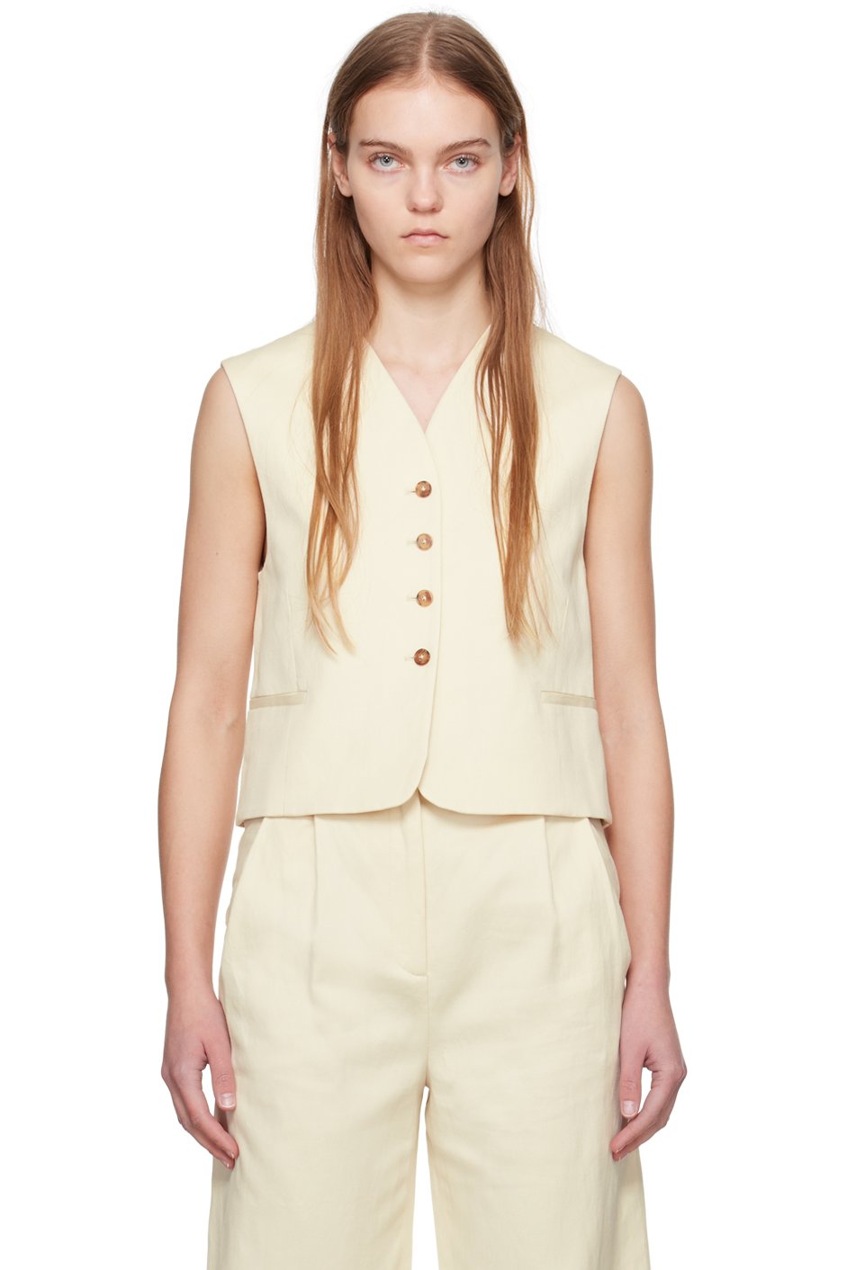 Loulou de Saison - Gilet Iba blanc cassé