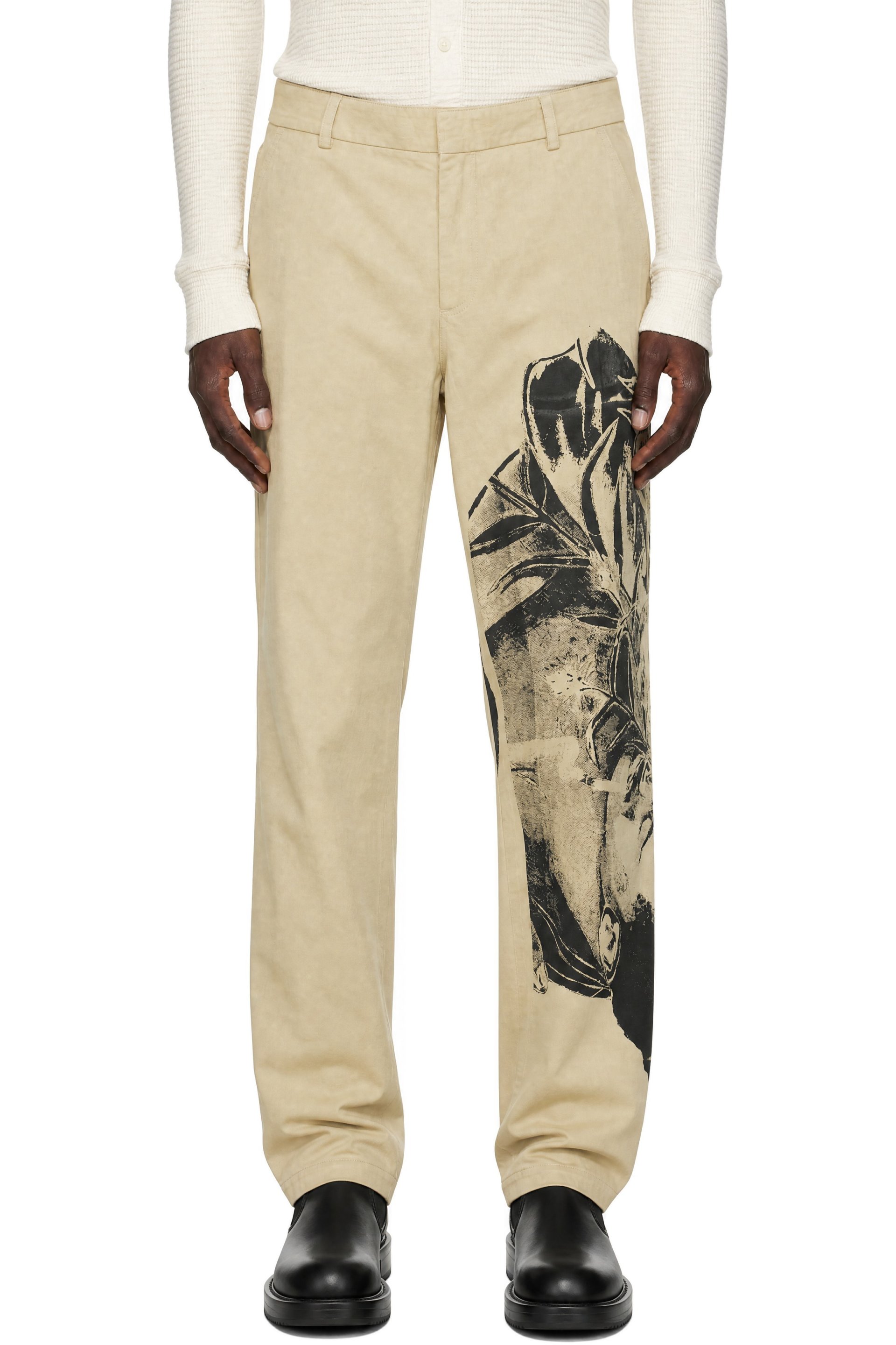 JW Anderson - Beige Pol Anglada Print Chino Trousers