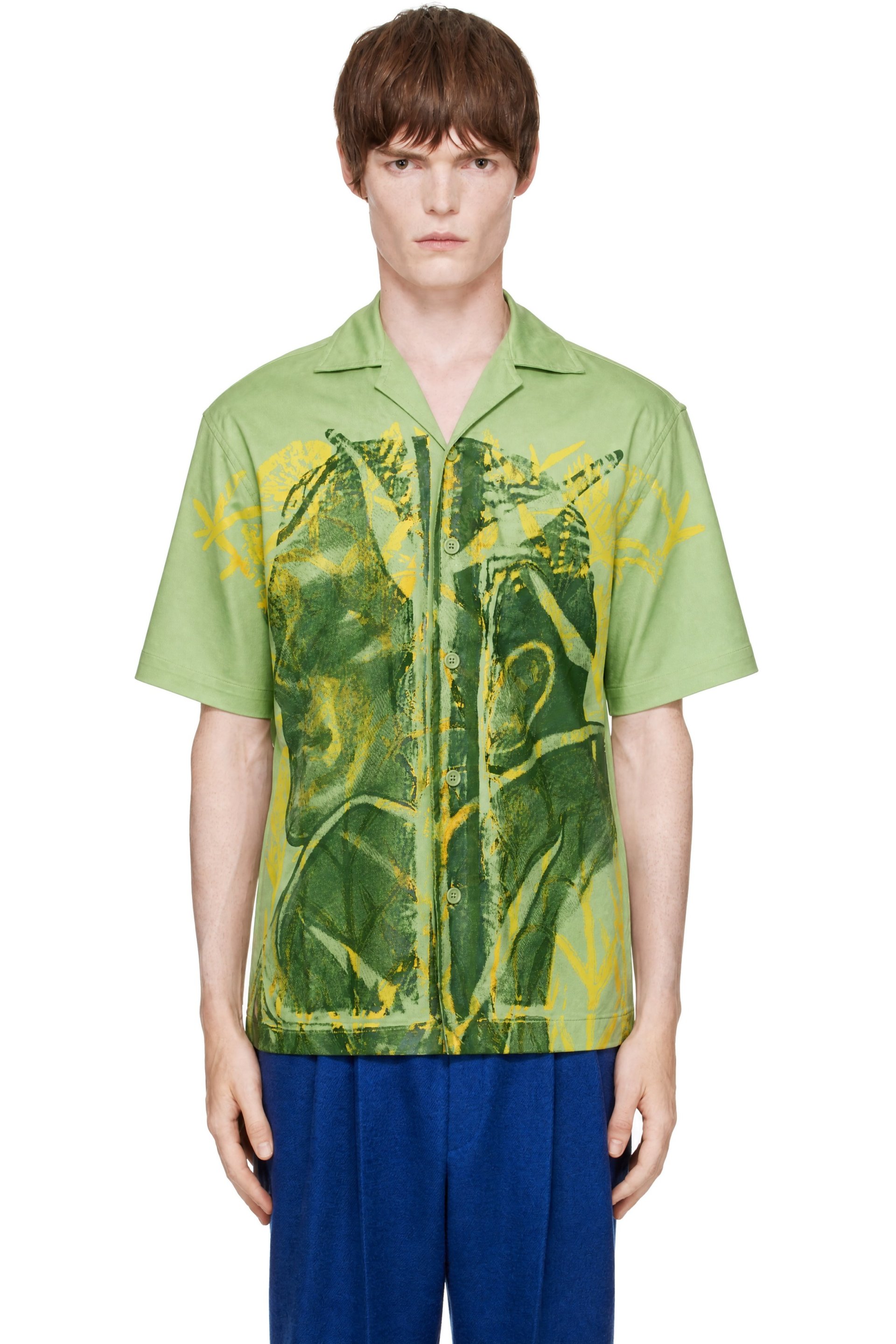 JW Anderson - Green Print Short Sleeve Shirt