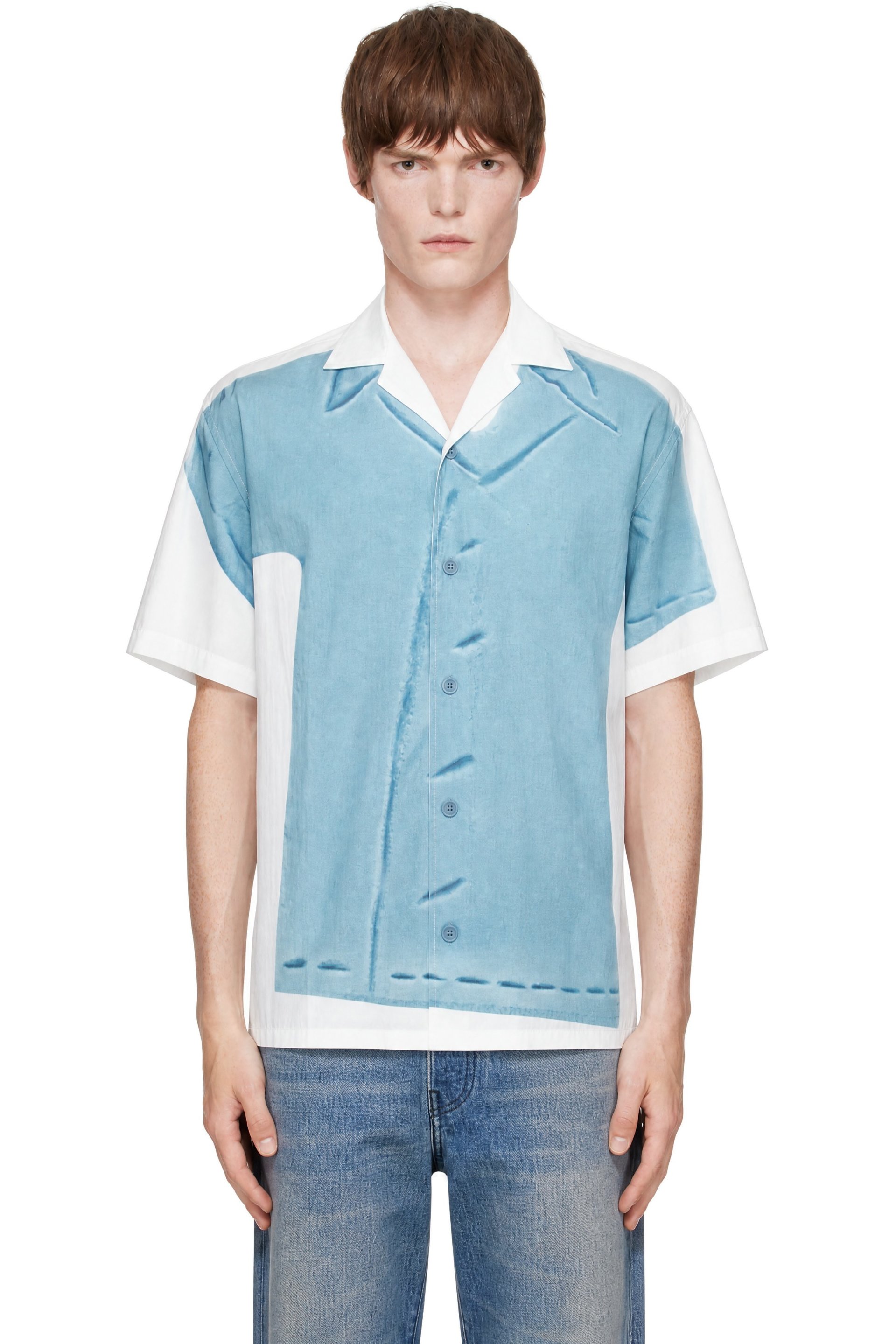 JW Anderson - White Trompe L'oeil Print Short Sleeve Shirt