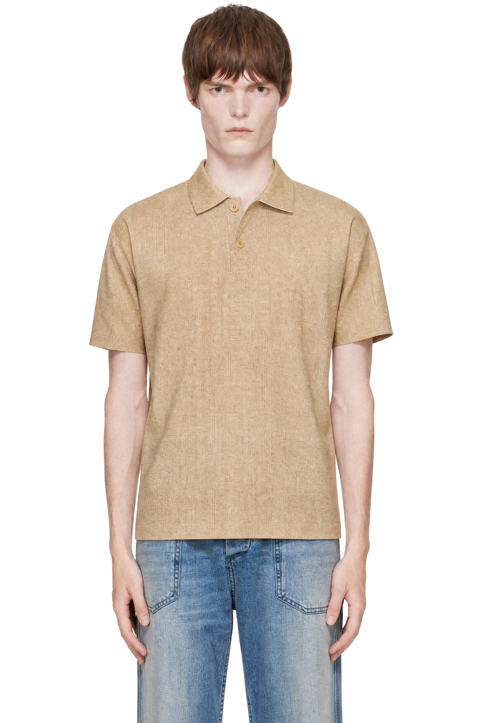 JW Anderson - Polo brun clair en cuir
