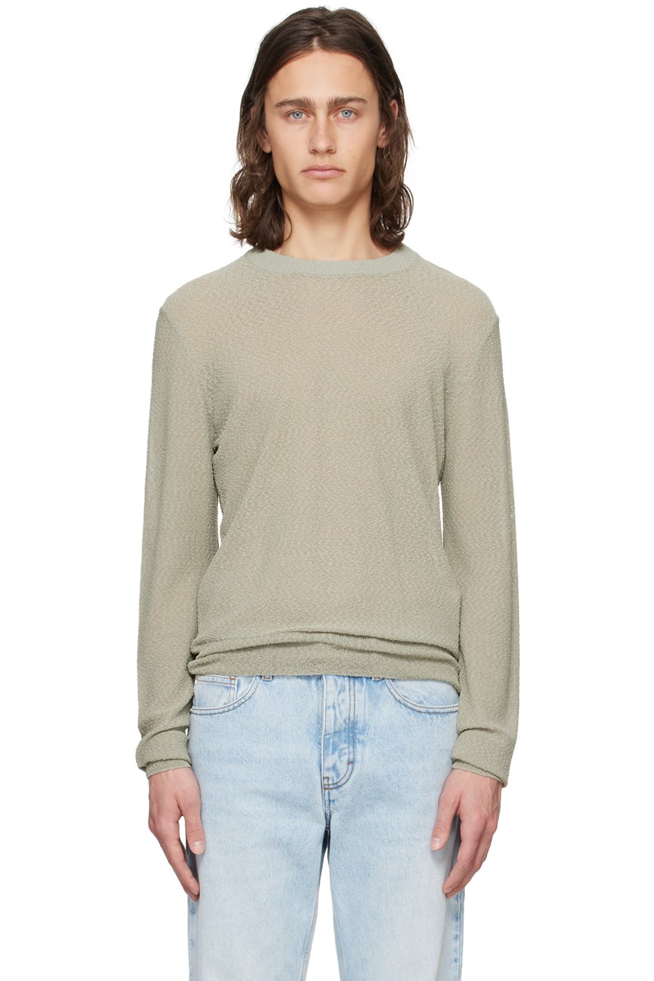AMI Paris - Khaki Semi-Sheer Sweater