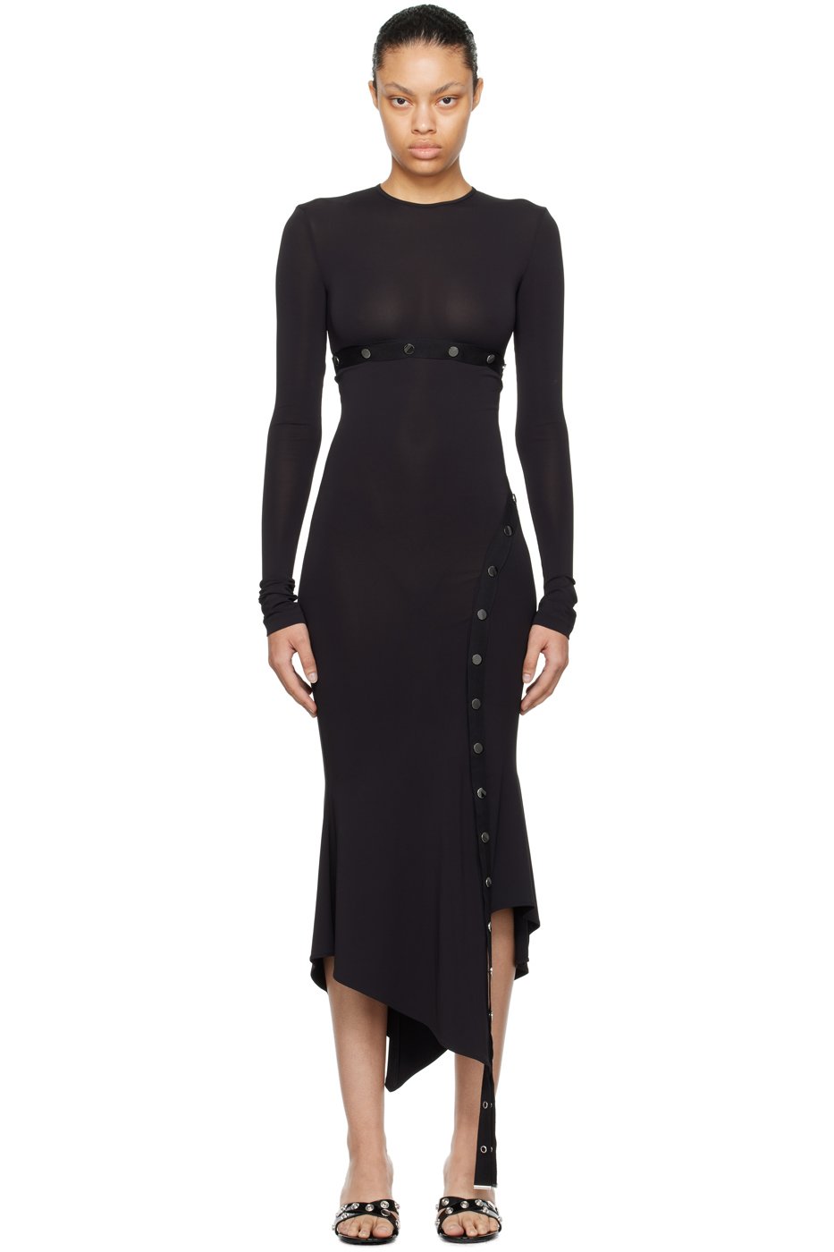 The Attico - Robe midi noire à clous
