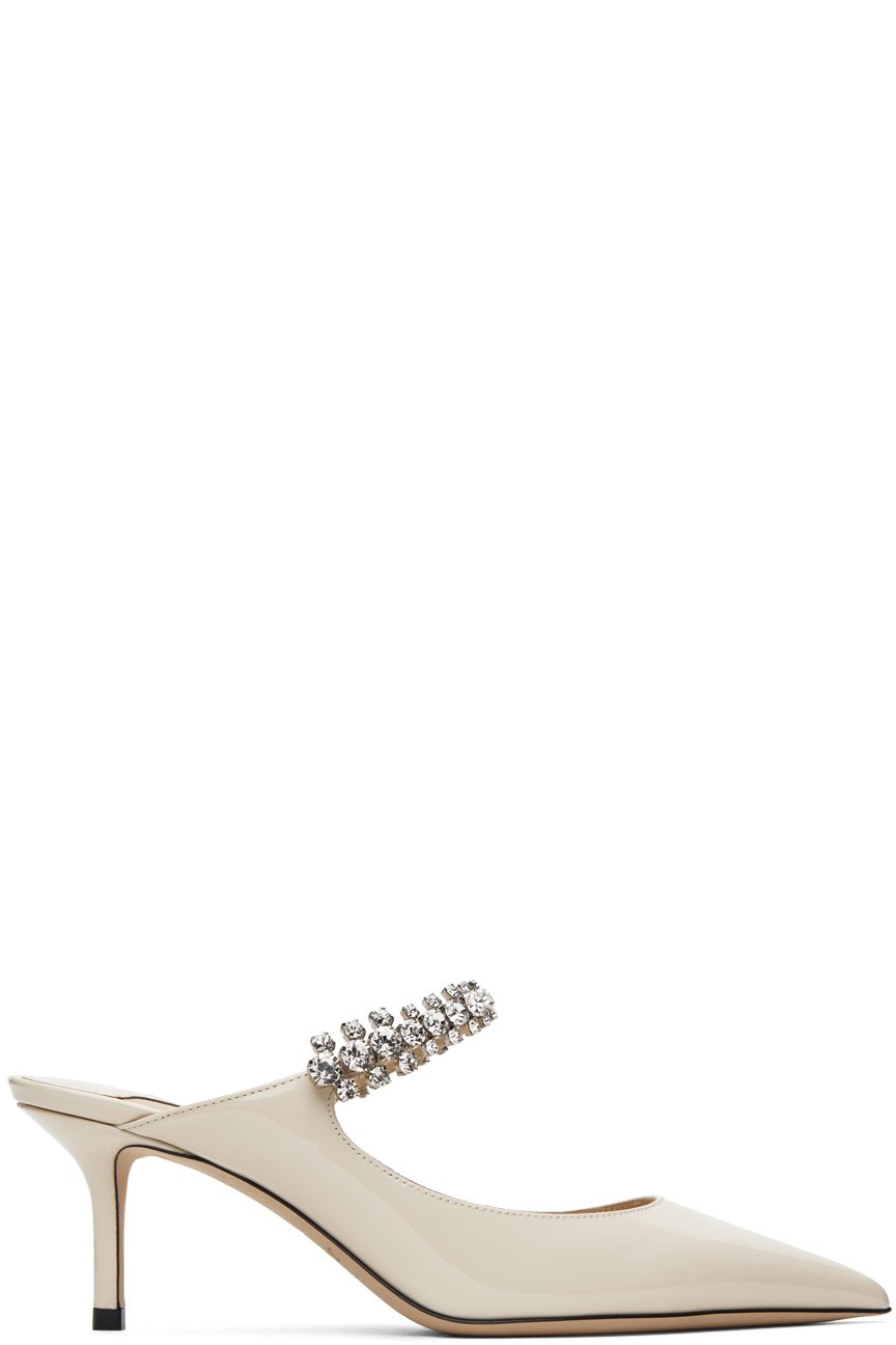 Jimmy Choo - Mules 65 blanc cassé à bride Bing