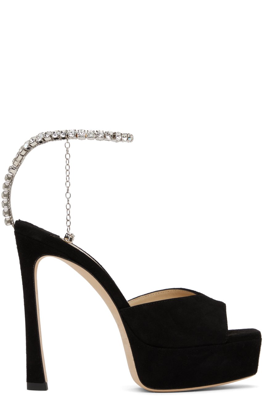 Jimmy Choo - Sandales à talon aiguille Saeda 125 noires à plateforme