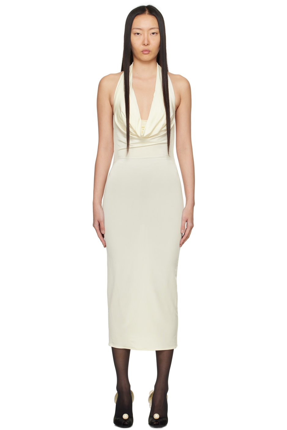 Magda Butrym - Robe midi blanc cassé à col bénitier