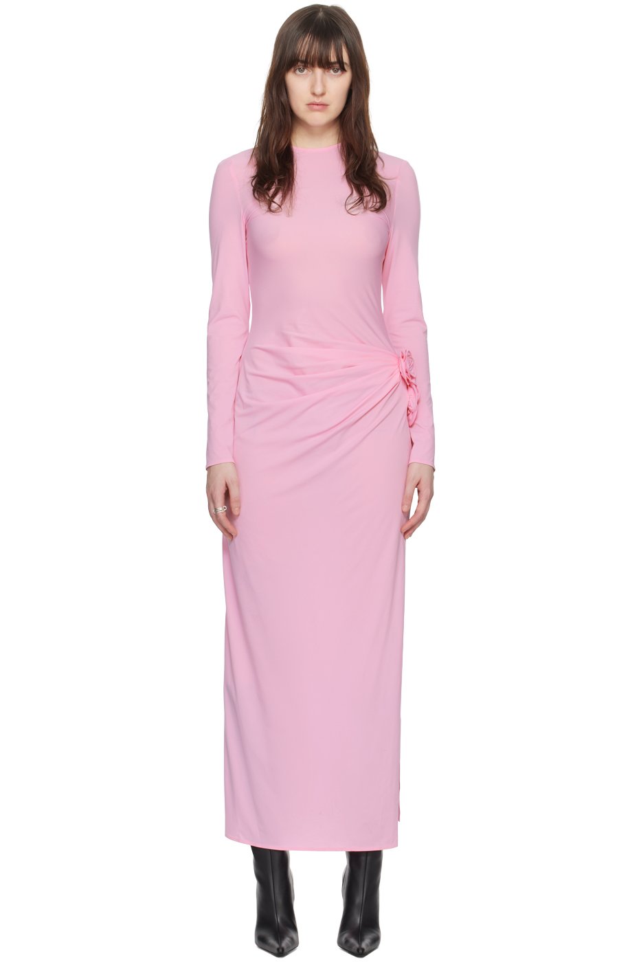 Magda Butrym - Robe longue rose à effet ruché