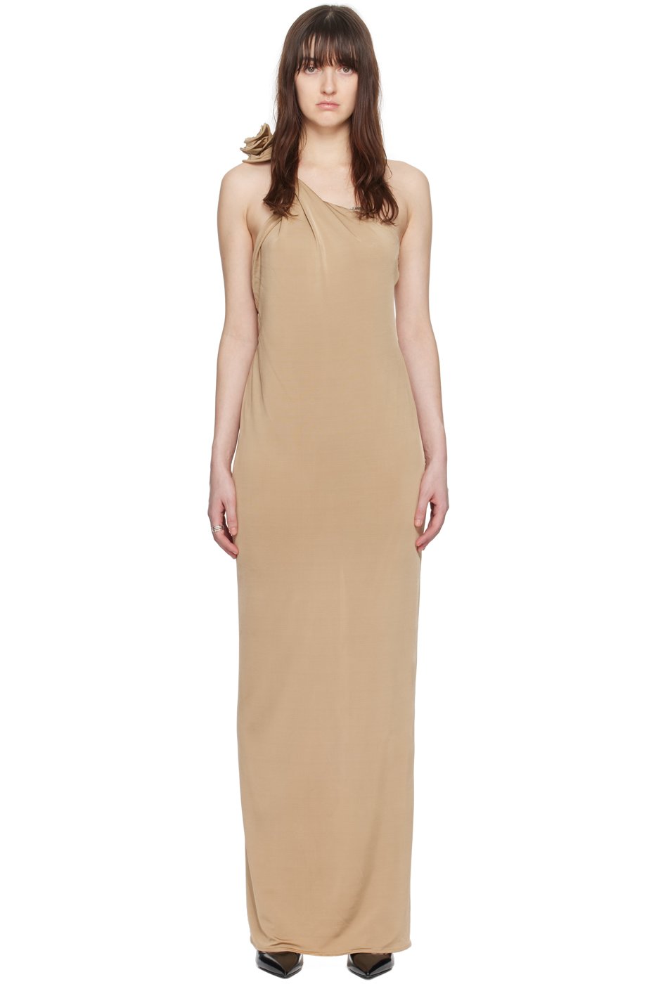 Magda Butrym - Robe longue beige à bretelle unique