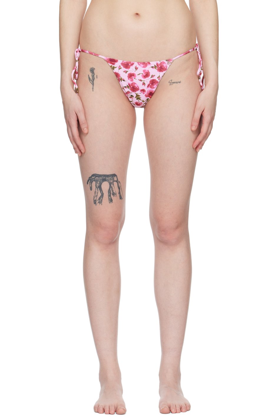 Magda Butrym - Culotte de bikini rose à attaches à nouer