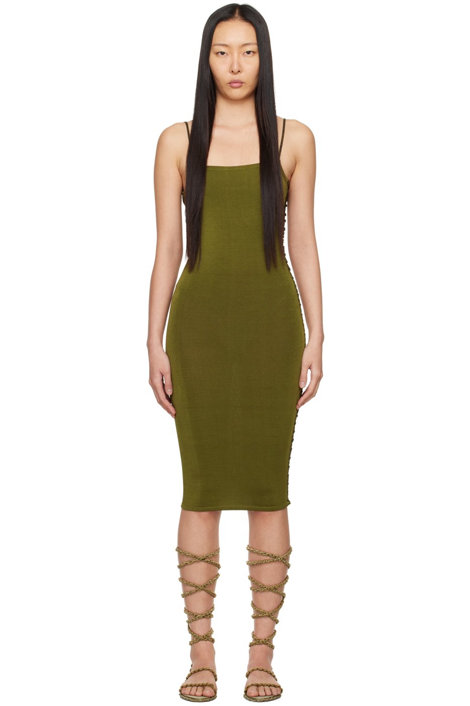 Isa Boulder - Robe midi Jigsaw kaki exclusive à SSENSE