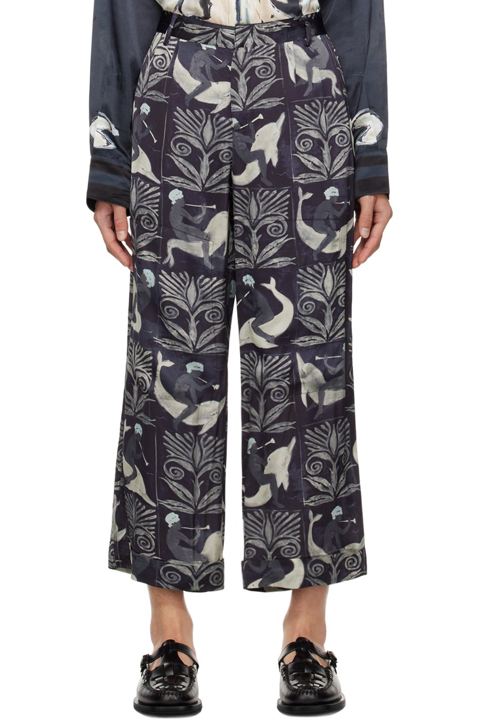 COMMAS - Navy Printed Trousers